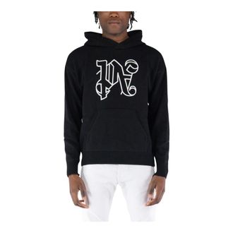 Palm Angels Hoodies, male, Black, S, Monogram Knit Hoody