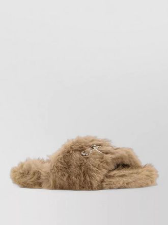 Balenciaga eco faux fur open toe slippers