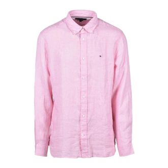 Tommy Hilfiger Casual Shirts, male, Pink, Size: 2XL Linen Shirt