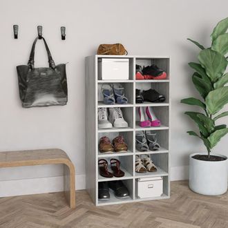 vidaXL Zapatero De Madera Contrachapada Gris Hormig&oacute;n 54x34x100,5 Cm Vidaxl