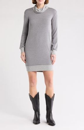 Go Couture Turtleneck Sweater Minidress in Heather Grey - Contrast Rib at Nordstrom Rack, Size X-Large