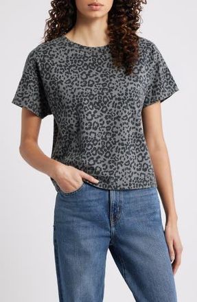 Rag & Bone Kelly Leopard Print Cotton Boxy T-Shirt in Washed Black at Nordstrom Rack, Size Small