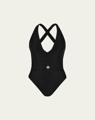 L'agence Lisa Solids Plunge One-Piece Swimsuit