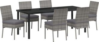 vidaXL vidaXL Garden Dining Set 7 pcs Grey Poly rattan