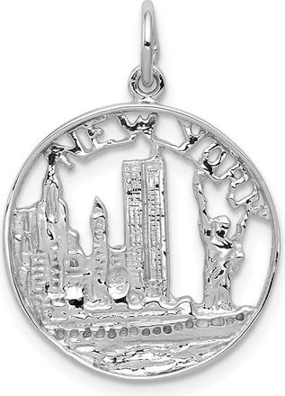 Diamond2Deal 14k White Gold Solid Polished NEW YORK Skyline Charm Pendant