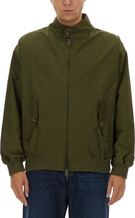 Baracuta Green Solid Band Collar Jacket