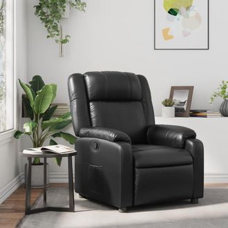 vidaXL Sill&oacute;n Reclinable De Cuero Sint&eacute;tico Negro Vidaxl