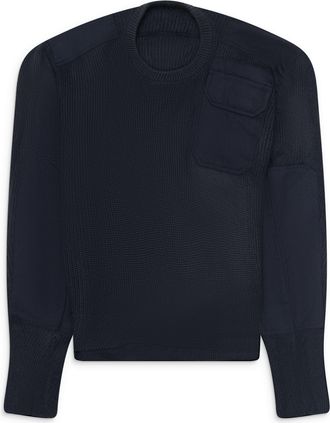 Prototypes Blue Prototypes Moved Neckline Military Knit Sweater