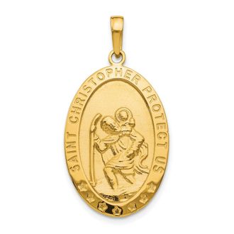 Diamond2Deal 10k Yellow Gold Saint Christopher Medal Pendant