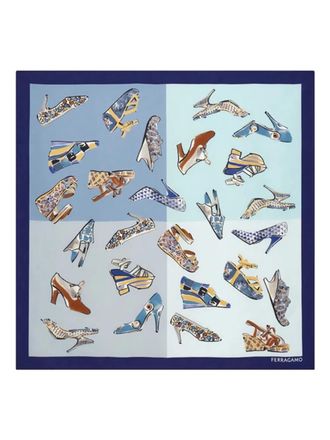 Ferragamo Sjaal met print - Blauw