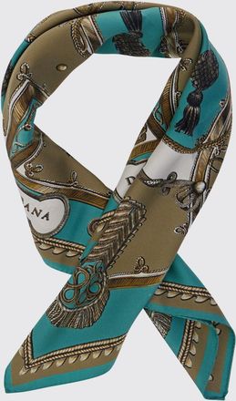 Dolce & Gabbana Foulard in seta con stampa grafica e logo a contrasto