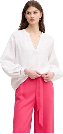 Mos Mosh MMZeina Linnen Blouse - Dames - Blouses - Wit - L - Linnen - Overhemden