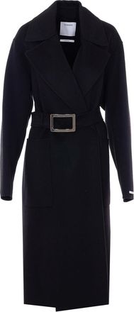 Sportmax Black Cose Coat With Belt On Waist