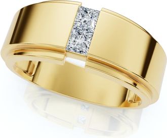 Pompeii3 1Ct Mens Princess Cut Diamond Tension Set Wedding Ring 14k Gold Lab Grown