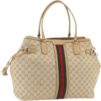 Gucci Pre-owned Tote Bags, female, Beige, Size: ONE SIZE Pre-owned Vintage GG Canvas Tote Bag