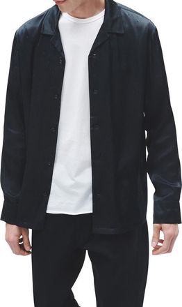 Rag & Bone Avery Geo Jacquard Satin Button-Up Shirt in Black Geo at Nordstrom Rack, Size Small