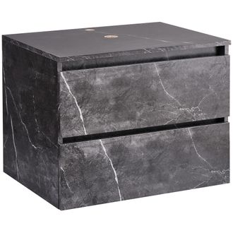 Beliani Beliani - Mueble De Pared Para Ba&ntilde;o Suspendido 2 Cajones 60 X 47 Cm Efecto M&aacute;rmol Negro Serra