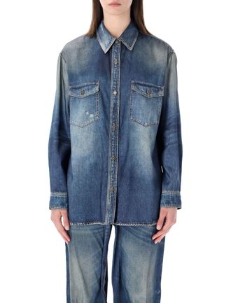 Golden Goose Denim Print Faded Wash Overshirt