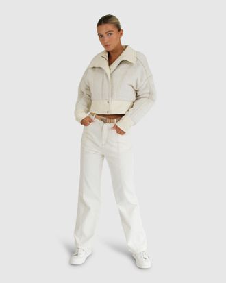 Belle & Bloom Mad Love Cropped Bomber Jacket