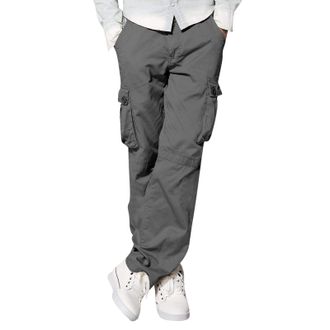 Generic Cargo Trousers for Men UK, Triple Stitched Reinforced Seams Pants Stretchy Casual Trousers Solid Color Outdoor Workwear with Zip Pockets Dark Gray XXL