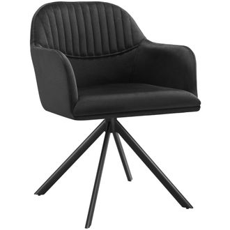 TecTake Silla de comedor giratoria 360&ordm; terciopelo, 56x59x81 cm negro/negro