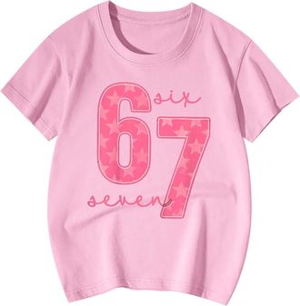 Generic 67 Shirt Kids 67 Fun Meme Gen Alpha Slang T-Shirt for Boys and Girls Color Printing