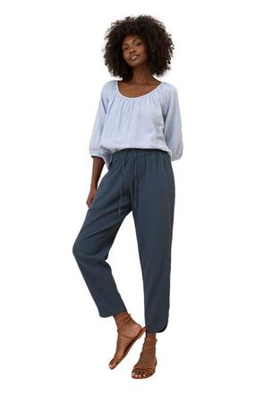 Pact Organic Cotton Coastal Double Gauze Tapered Pull-On Pant in French Navy at Nordstrom, Size Small