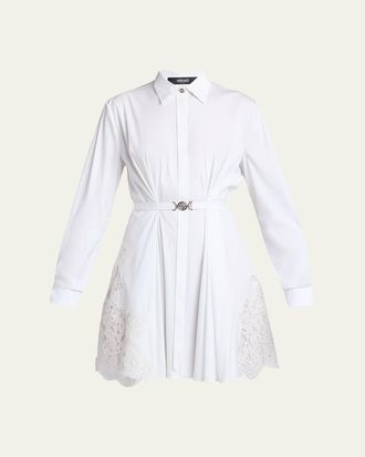 Versace Belted Long-Sleeve Mini Shirtdress
