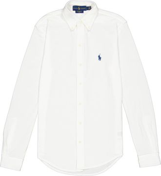 Polo Ralph Lauren Long-Sleeved Logo Embroidered Shirt in White, Brand Size X-Small