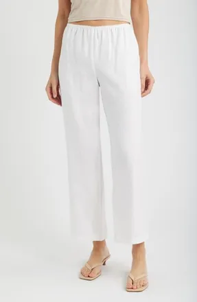 Reformation Lilah Lace Trim Linen Pants in White at Nordstrom, Size X-Large