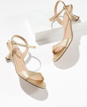 Talbots Dottie Metallic Nappa Kitten Heel Sandals - Gold - 10 1/2 M Talbots