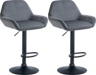 Clp Set De 2 Taburetes De Cocina Braga En Terciopelo Gris Oscuro