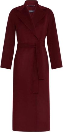 Max Mara Woljas Mantel - Dames - Jas met riem - Rood - S - Wol - Jassen