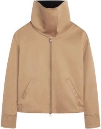 Courr&egrave;ges Katoenen blouson met rits en hoge kraag - Dames - Jassen - Beige - Maat: S Katoen