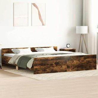 vidaXL Estructura De Cama Con Cabecero Piecero Roble Ahumado 180x200cm Vidaxl