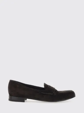 Lidfort Classic Suede Calfskin Loafers with Saddle Strap