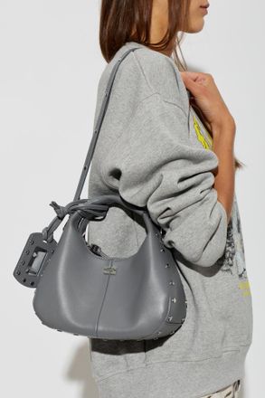 Ganni Eco Leather Bag Finished With Studs, Womens, Grey