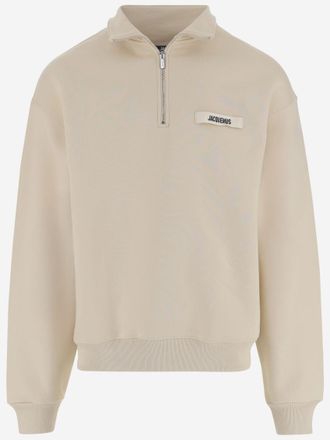 Jacquemus Beige Logo Polo Collar Sweatshirt