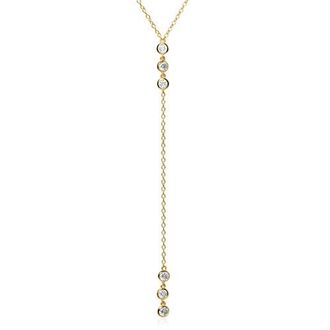 Unique Kette Y aus vergoldetem 925er Silber mit Zirkonia