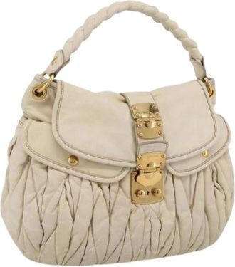 Miu Miu Pre-owned Hand Bag - Dames - Vintage Handtas - Beige - ONE Size - Leer - Vintage