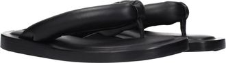 Jil Sander Leather Flip-Flop Sandals - Black