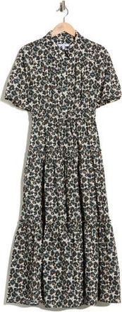 Derek Lam Dahlia Balloon Sleeve Cotton Shirtdress in Teal Anemone Floral at Nordstrom Rack, Size 12