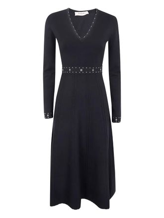 Twin-Set embellished v-neck dress - women - Fabric - L - Black
