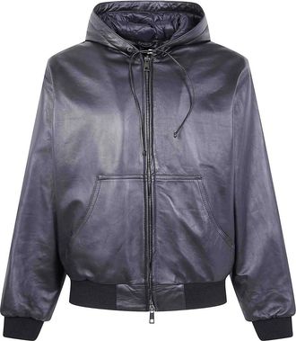 Giorgio Brato Nappa Leather Oversized Hooded Bomber Jacket