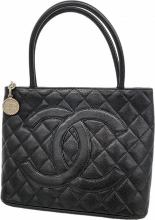 Chanel Black Grained Calfskin Tote Bag (Pre-Owned)