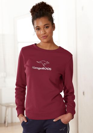 Kangaroos Sweatshirt KANGAROOS, Damen, Gr. 32/34, rot, Interlock, Obermaterial: 60% Baumwolle, 40% Polyester, unifarben, Basic, bequem h&uuml;ftlang, Rundhals, Rippb