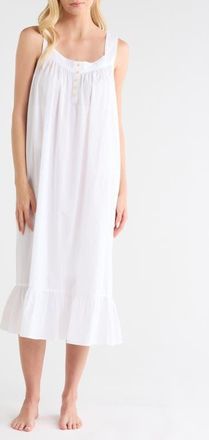 Nordstrom Cotton Shirting Nightgown in White at Nordstrom, Size X-Large