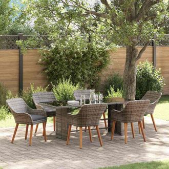 vidaXL Conjunto De Comedor De Jard&iacute;n 7 Pcs Gris Rat&aacute;n Sint&eacute;tico Vidaxl