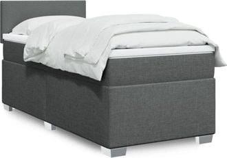 vidaXL Vidaxl - Cama Box Spring Con Colch&oacute;n Tela Gris Oscuro 90x190 Cm