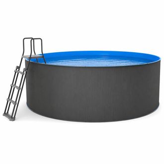 100% Piscina Elevada Sin Obra De Acero Redonda Antracita 460 X 120 Cm